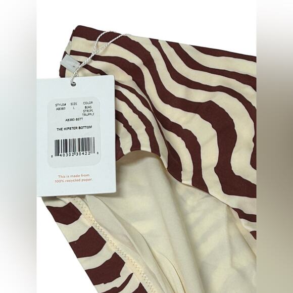 Andie Swim 'The Hipster' Swim Bottom in Bias Truffle Stripe Size Large NWT - Picture 4 of 10